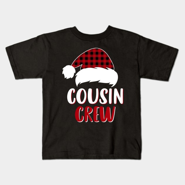 Cousin Crew Red Plaid Santa Hat Family Matching Christmas Pajama Kids T-Shirt by Sincu